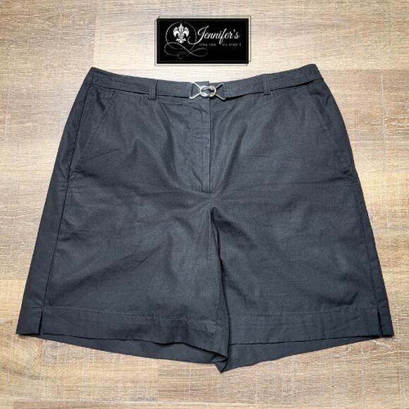 Liz Claiborne Liz Sport Women's Black Shorts with Silver Buckle Size 10 - Picture 1 of 9